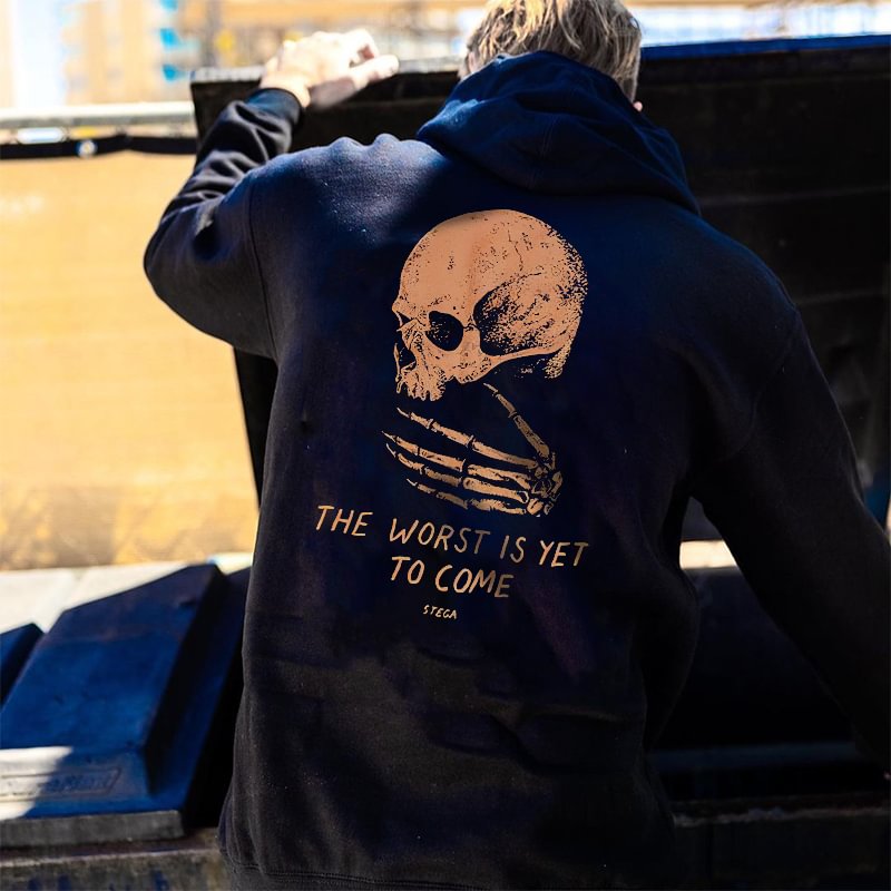 The Worst Is Yet To Come Skull And Skeleton Hand Hoodie - Krazyskull