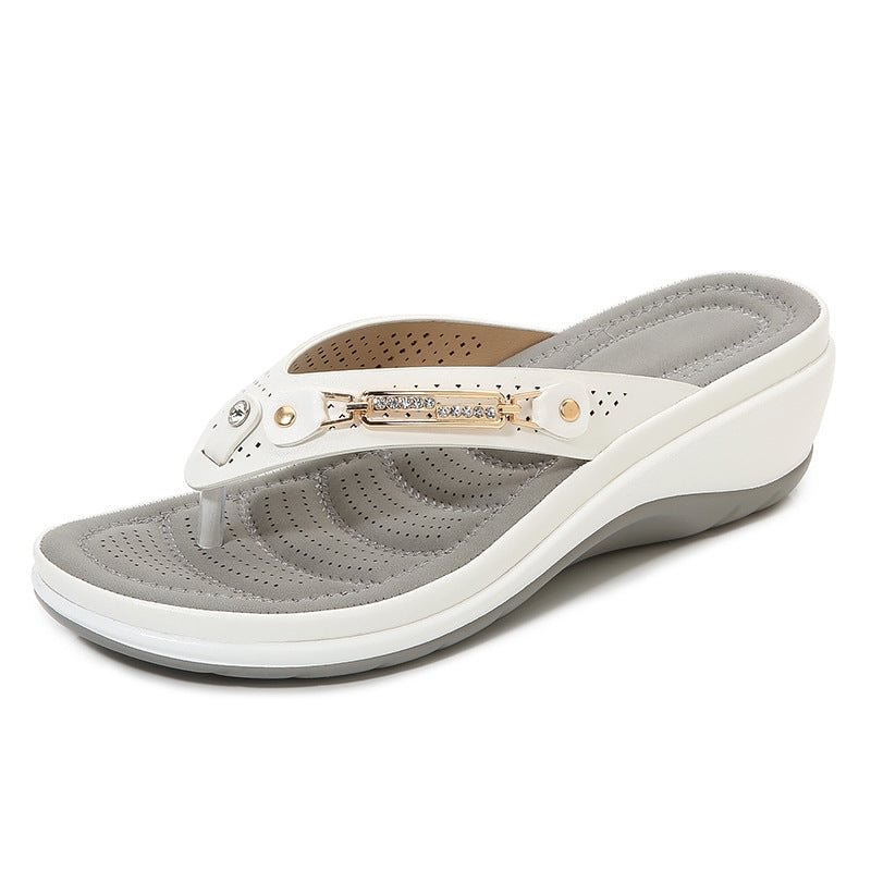 Women's Arch Support Soft Cushion Flip Flops Thong Sandals Slippers / White - vzzhome