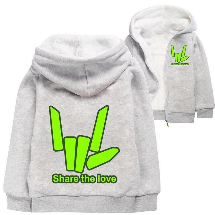 Mayoulove Share The Love Gesture Girls Boys Fleece Lined Cotton Zip Up Hoodie-Mayoulove
