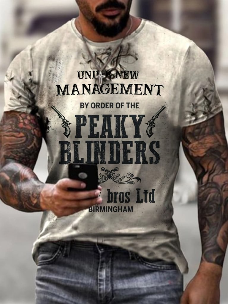 Mens Retro Peaky Blinders Printed T-shirt / [viawink] /