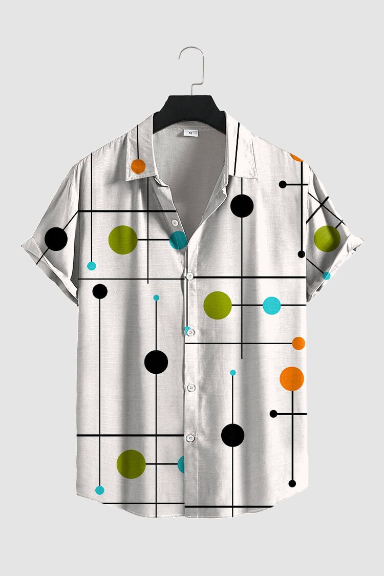 Tiboyz Colorful Circle And Line Short Sleeve Shirt