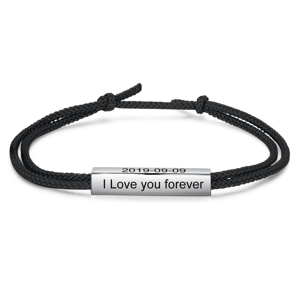 Personalized Men's Adjustable Bracelet ,Engraved with 4 Texts