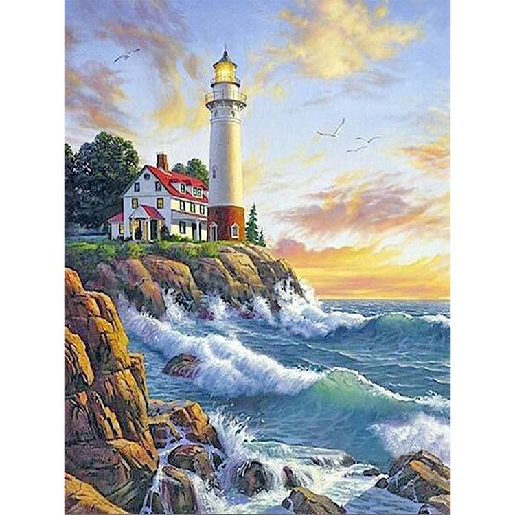 Seaside Lighthouse 30*40cm(canvas) Full Square Drill Diamond Painting gbfke
