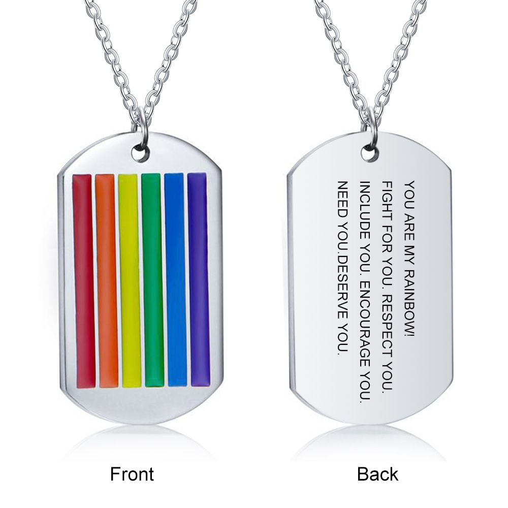 Personalized Rainbow Gay Lesbian Pride LGBT Pendant Necklace
