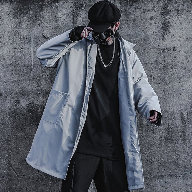 Dark Solid Color Lapel Coat / Techwear Club / Techwear