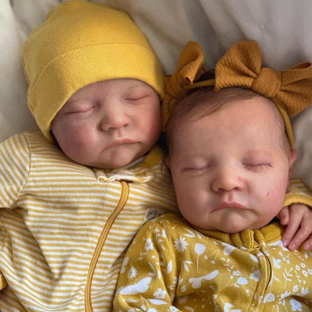 12" Sleeping Newborn Twins Boy and Girl Soft Touch Reborn Baby Dolls Named Qunsa and Asicen -Creativegiftss® - [product_tag]