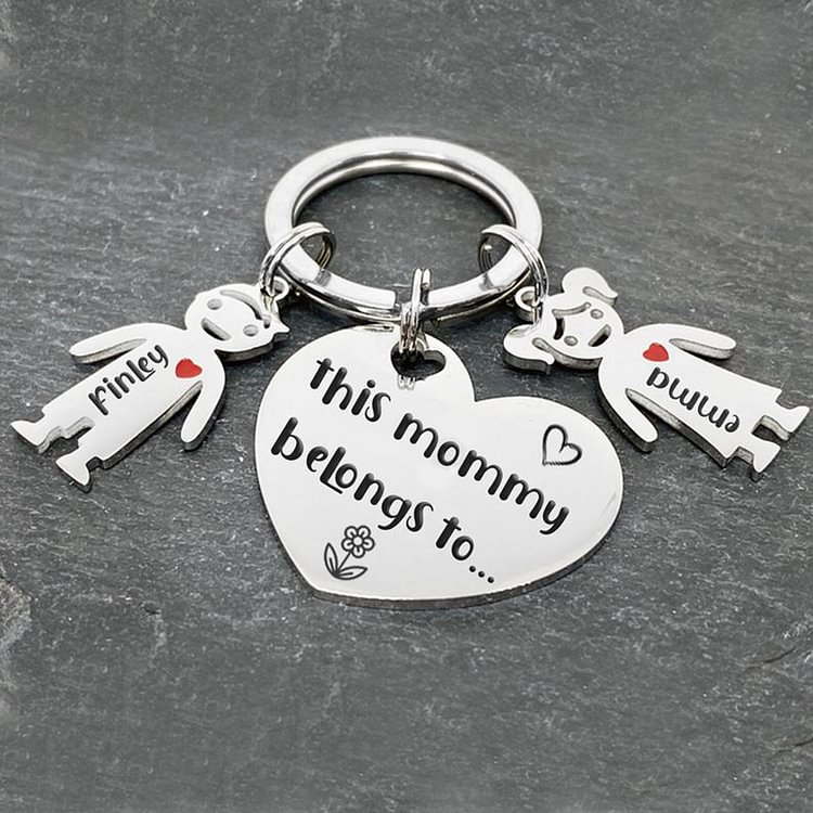 Personalized  Kids Charms Engraving 2 Names Keychain Gift