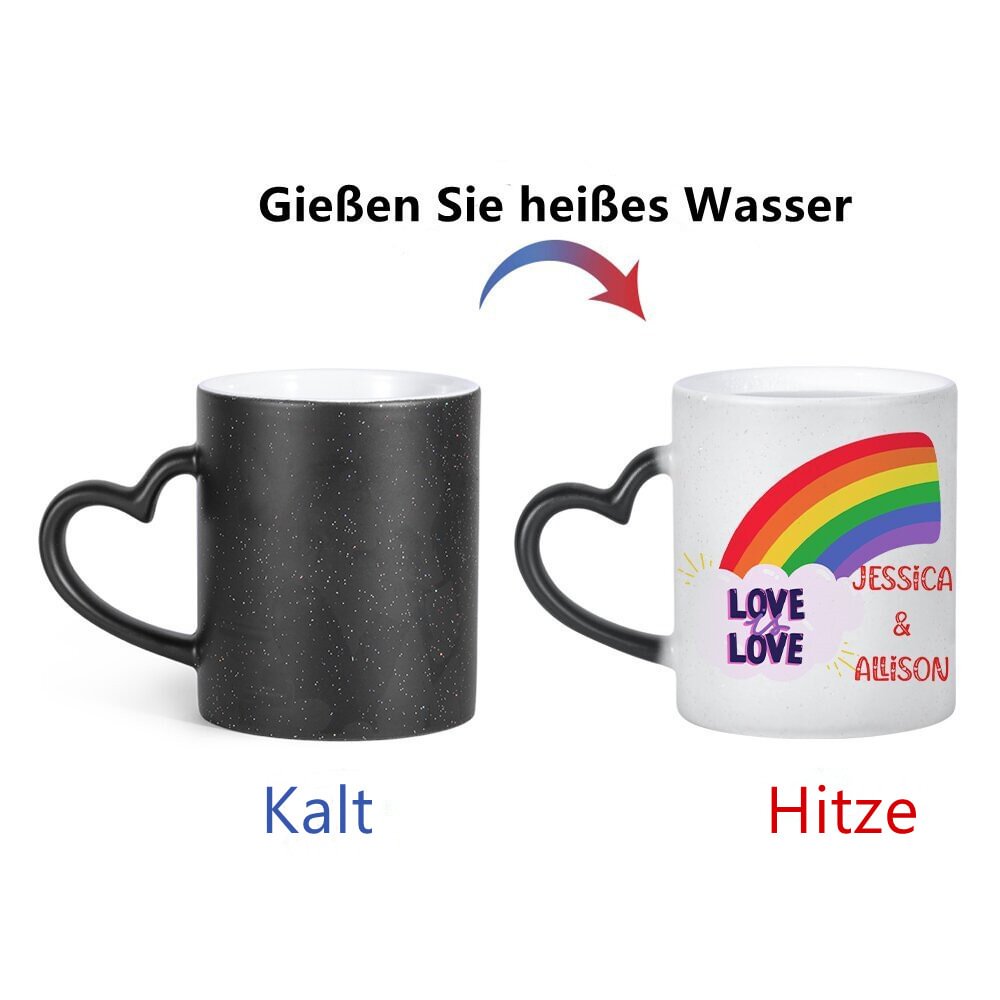 LGBT-Personalisierte keramische kundenspezifische Fotobecher mit 2 Namen m1-n2 Kettenmachen