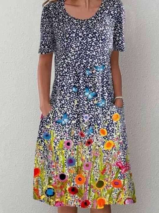 Retro Printed Maxi Dress Women's Summer Sundress