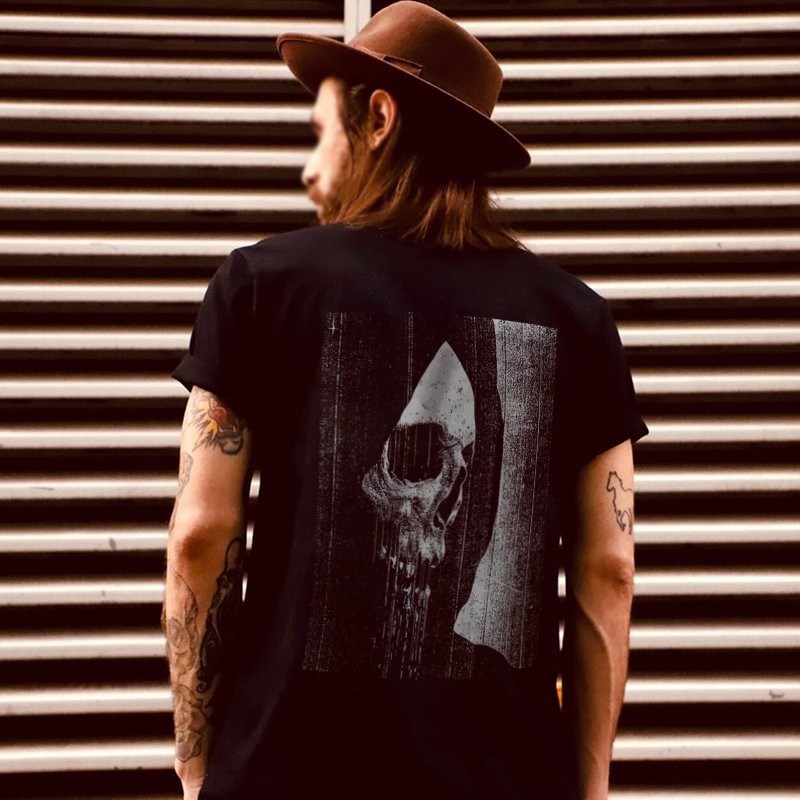 UPRANDY Mysterious skull print designer basic t-shirt -  UPRANDY