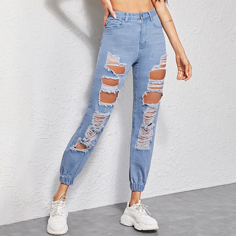 Minnieskull Fashion Ripped Women's Casual Jeans - Minnieskull