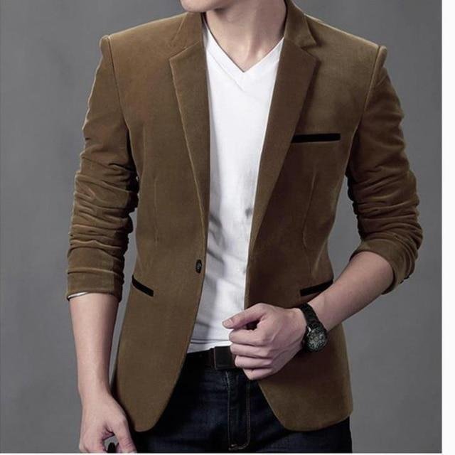 Mens Blazer British's Style Casual Slim Fit Suit Jacket Male Blazers Men Coat Jacket For Men-Corachic