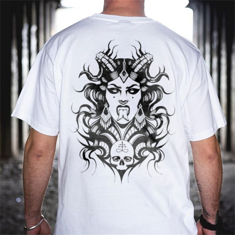 Medusa skull print men casual loose tees designer - Krazyskull