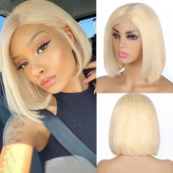 Capable Girl丨10-16 Inches Golden BOB Wig丨13x4 Ultra Thin Seamless Lace Wig That Fits To The Scalp