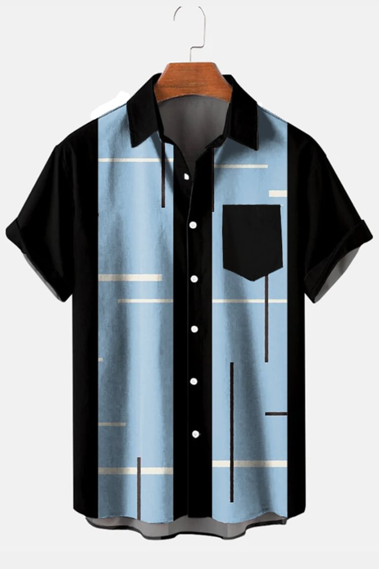 Tiboyz Black And Blue Colorblock Short Sleeve Shirt