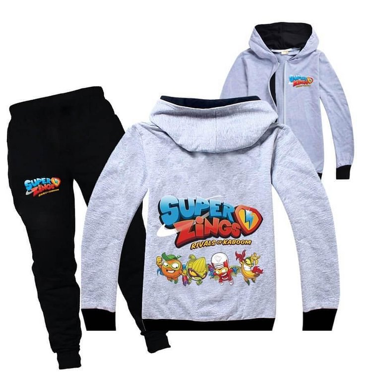 Mayoulove Superzings Rivals Of Kaboom Print Girls Boys Hoodie N Pants Tracksuit-Mayoulove