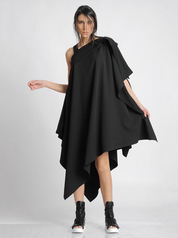 Simple Asymmetric One-Shoulder Long Dress