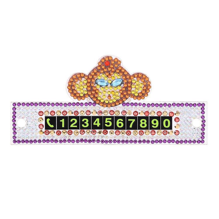 DIY Monkey Special Shaped Diamond Painting Luminous Parking Number Plaque