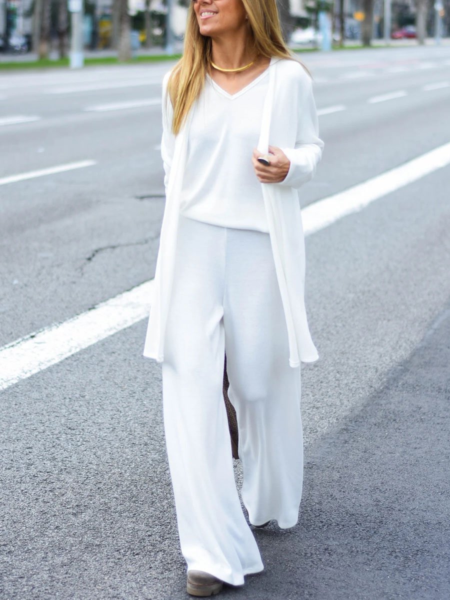 Simple Casual Comfortable Soft Top Trousers Three-Piece Suit