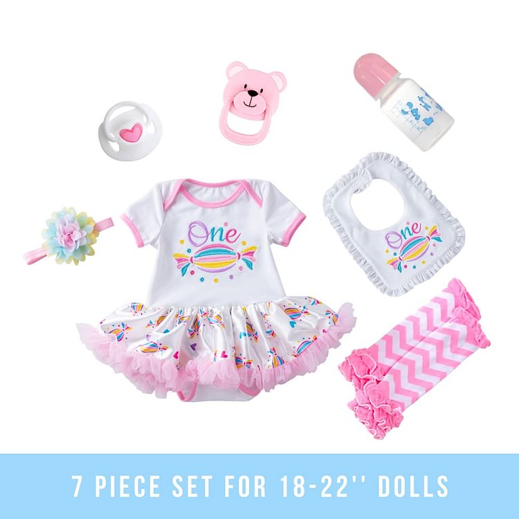  First Birthday Clothes Suit for 18-22 Inches Reborn Dolls 7 Piece Set Accessories - Reborndollsshop.com-Reborndollsshop®