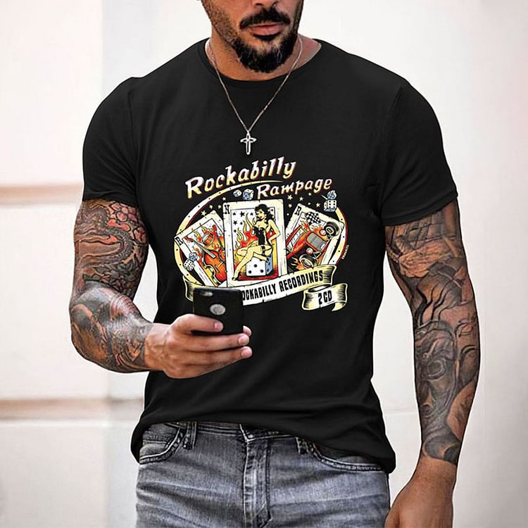 BrosWear Casual  Vintage Black Men'S T-Shirt