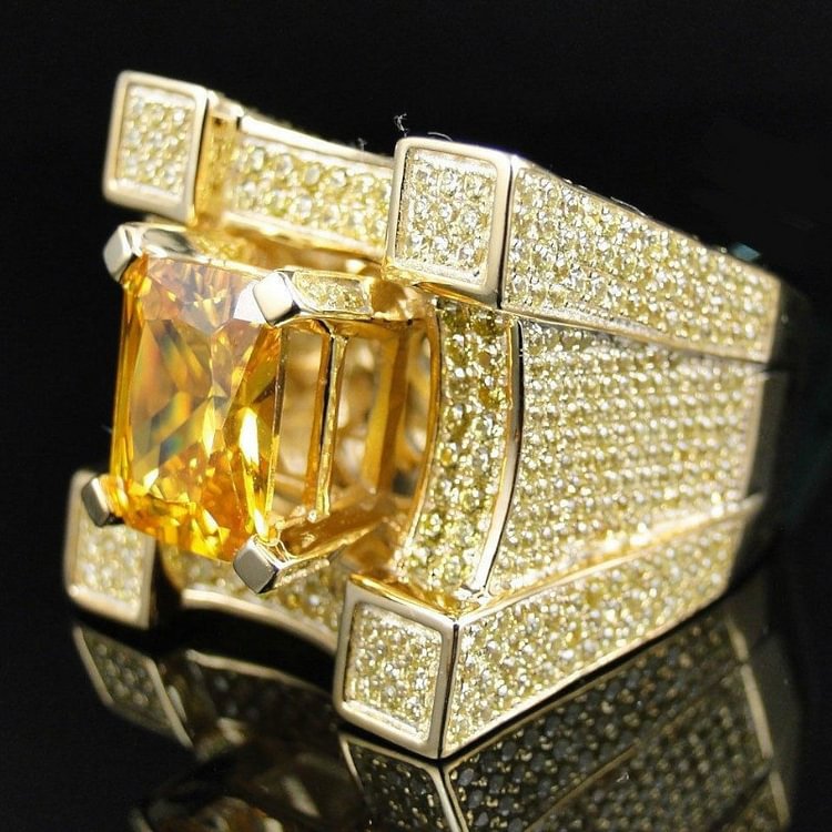Ice Out Bling Wide Hip Hop Geometric Ring
