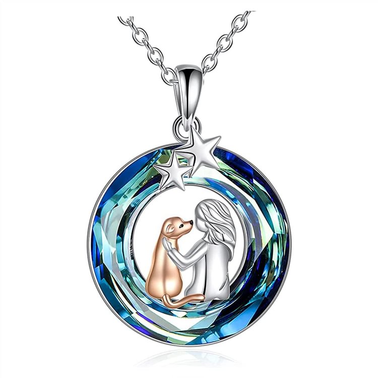 S925 Dog Crystal Circle Necklace