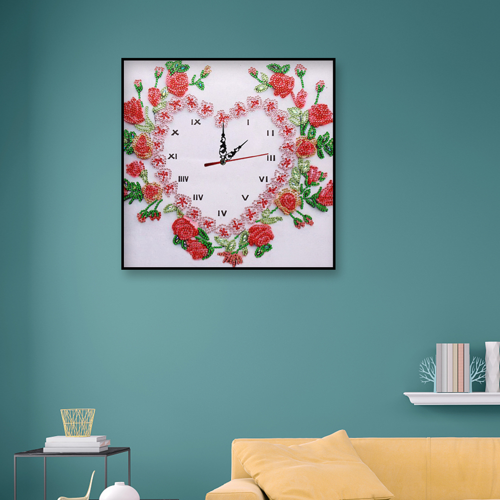 DIY Diamond Painting Clock - Rose