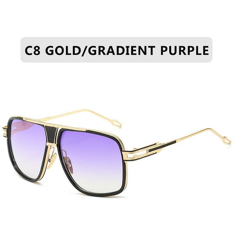 Retro Metal Gradient Square Frame Sunglasses