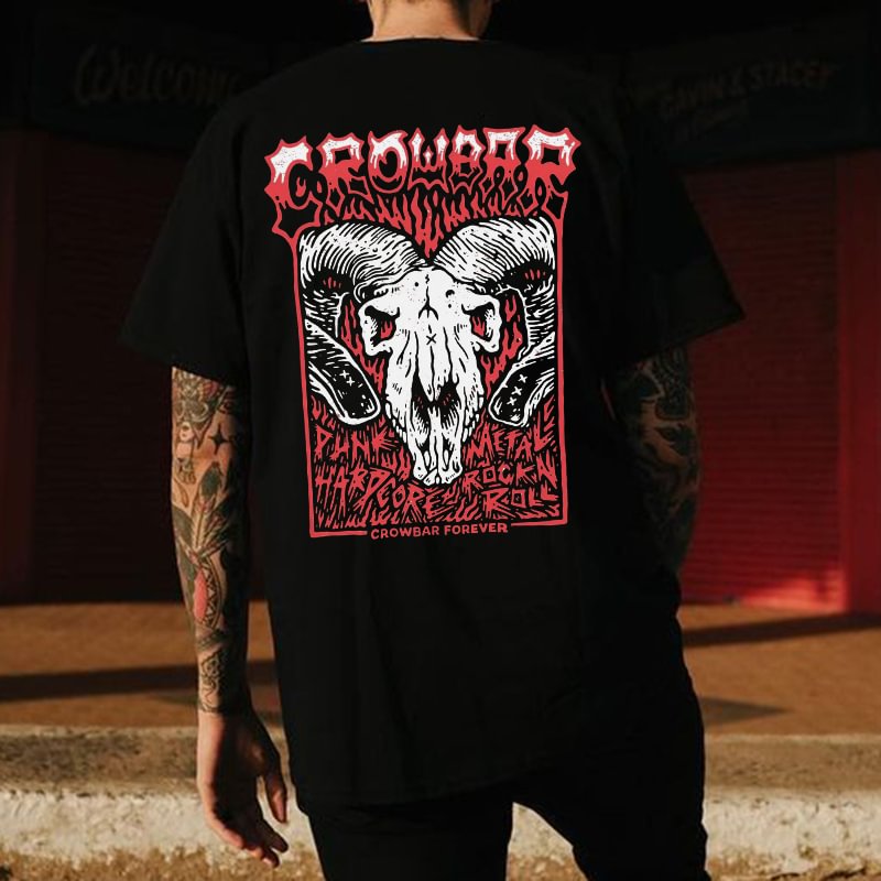 UPRANDY Animal skull letter print black casual T-shirt designer -  UPRANDY