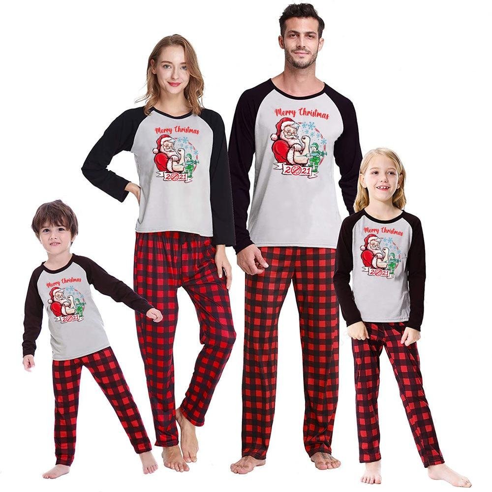 Christmas Printed Home Wear Santa Head Pattern Parent-child Wear Set - vzzhome