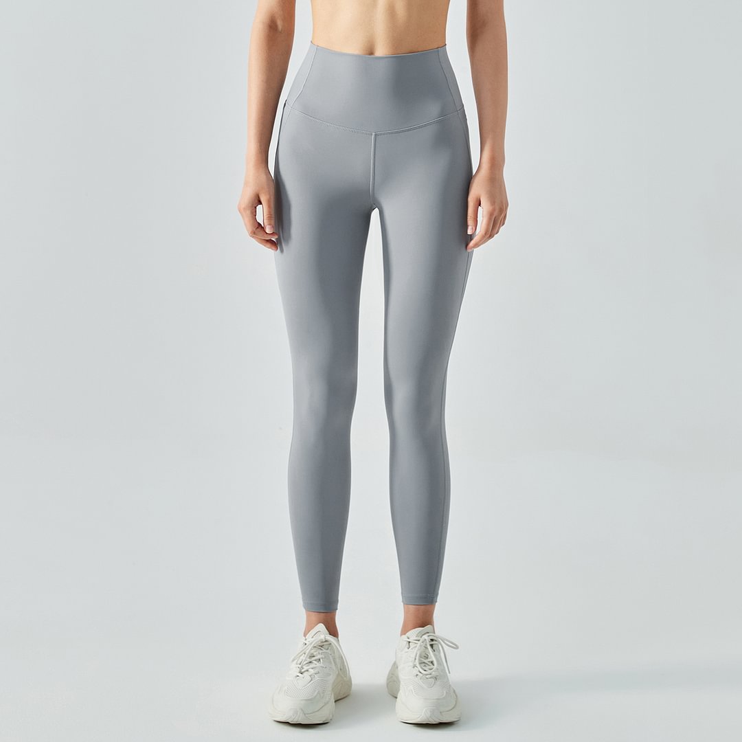 Hergymclothing Rhino Gray bubble butt lifting nake shaped buttery soft sustainable yoga pants for sale
