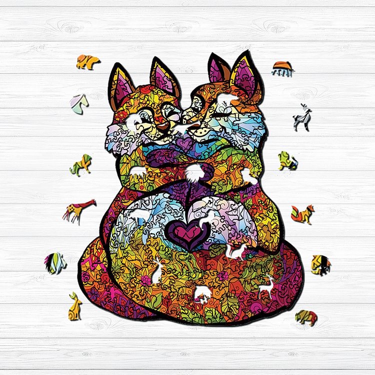 Lover Fox Wooden Jigsaw Puzzle