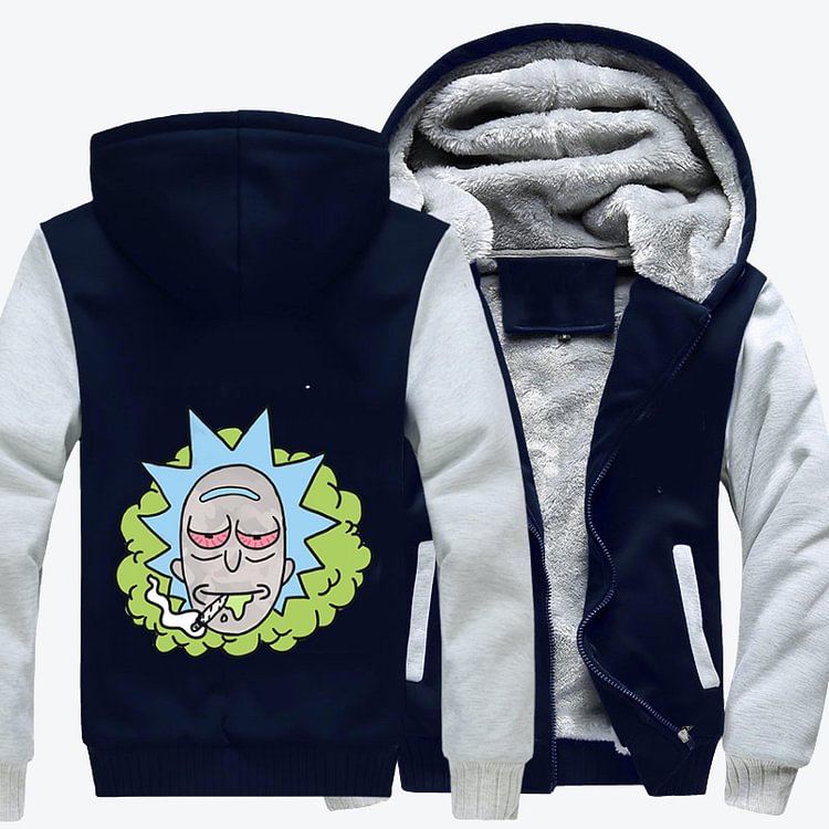 Rick With Red Eyes Is Smoking, Rick And Morty Fleece Jacket