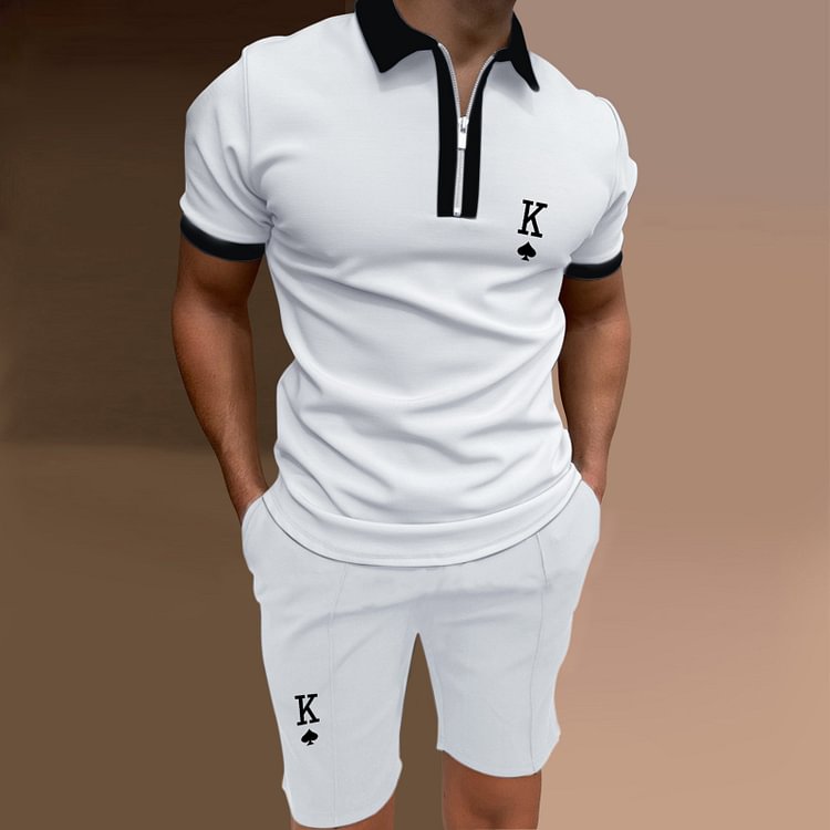 BrosWear Trendy Casual Polo Shirt And Shorts Two Piece Set