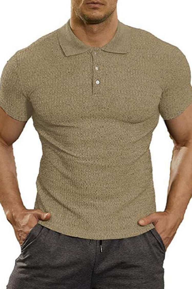 Tiboyz Slim Fit Khaki Short Sleeve Polo Shirt