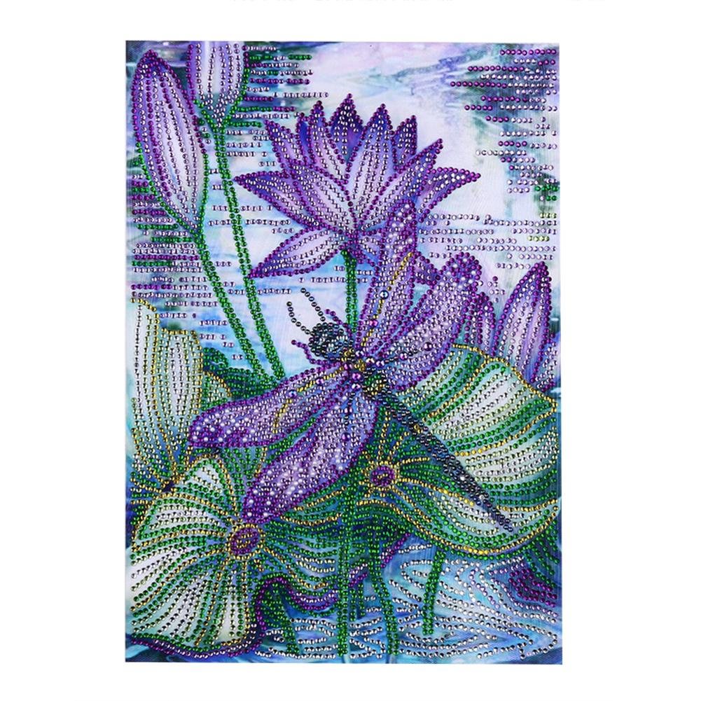 Peinture de diamant - strass de cristal - libellule de lotus
