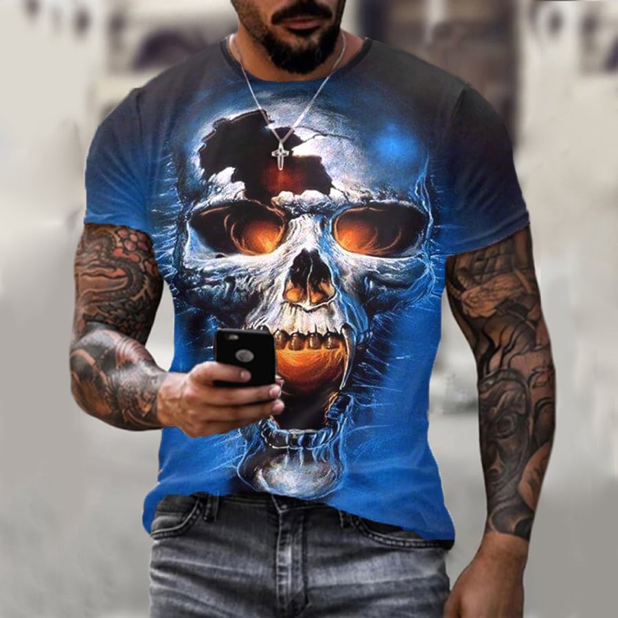 Mens handsome digital print short-sleeved T-shirt / [viawink] /