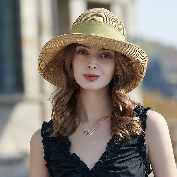 Womens straw hat Beach Sun Straw Hat UV UPF50 Travel Foldable Brim Summer UV Hat