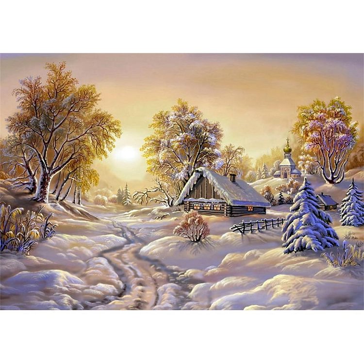 Snow Scene-Full Round Diamond Painting-40*30CM