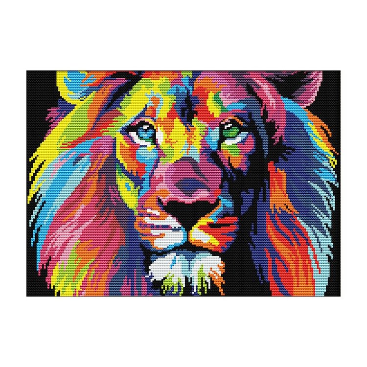 Color lion - 14CT Stamped Cross Stitch - 40*32cm
