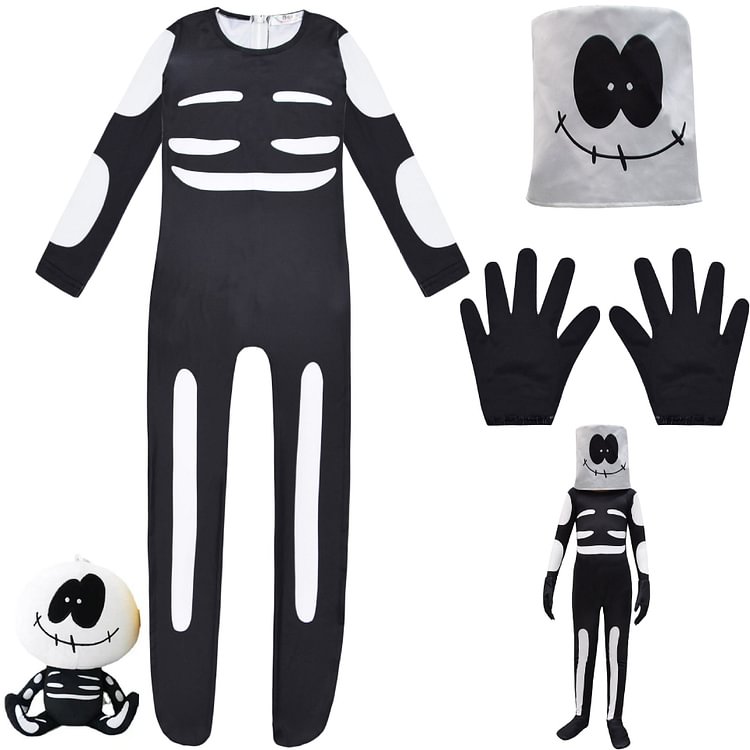 Mayoulove Friday Night Funkin Skid Cosplay Costume with Mask Boys Girls Bodysuit Halloween Fancy Jumpsuits-Mayoulove