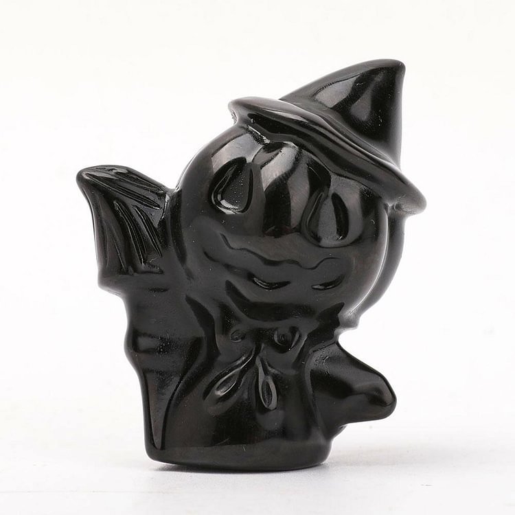 Black Obsidian Pumpkin Wizard Carvings