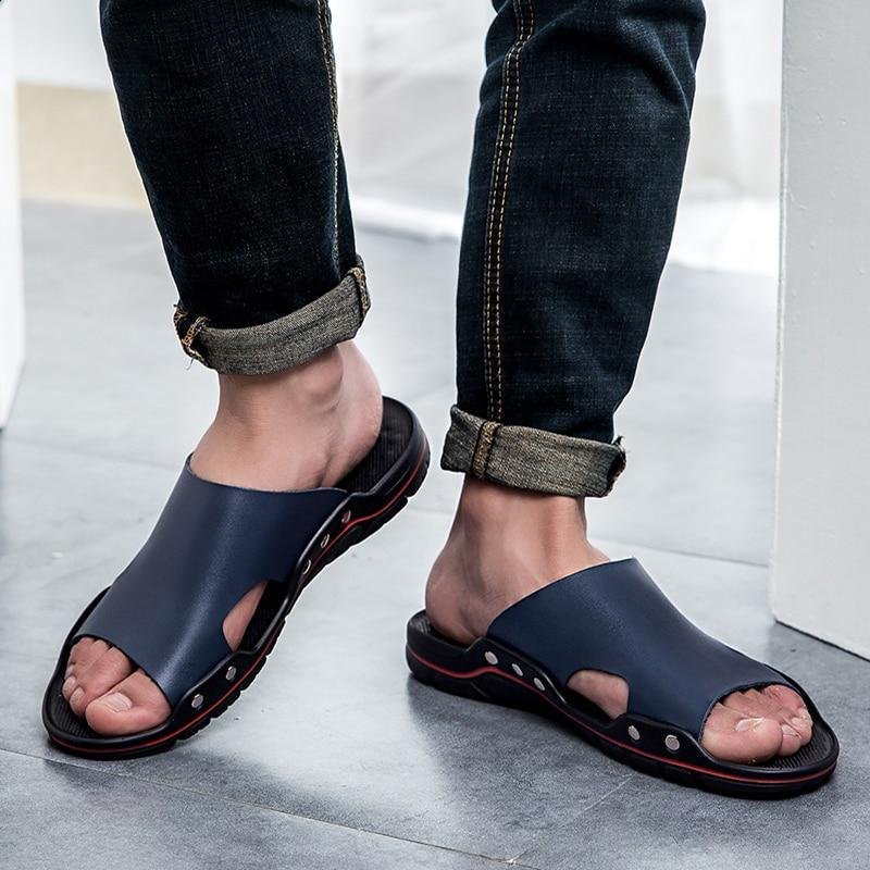 Men Summer Flat Sandals Casual Beach Flip Flops Shoes Non-slip Slippers-Corachic