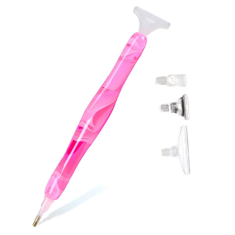 DIY Point Drill Pen for 5D Diamond Painting Color Tools with 3 Head (Pink)