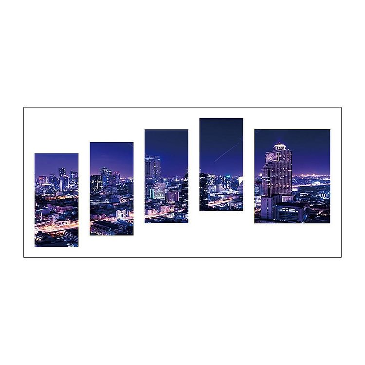 City 5 pictures - Full Round Drill Diamond Painting - 95x45cm(Canvas)