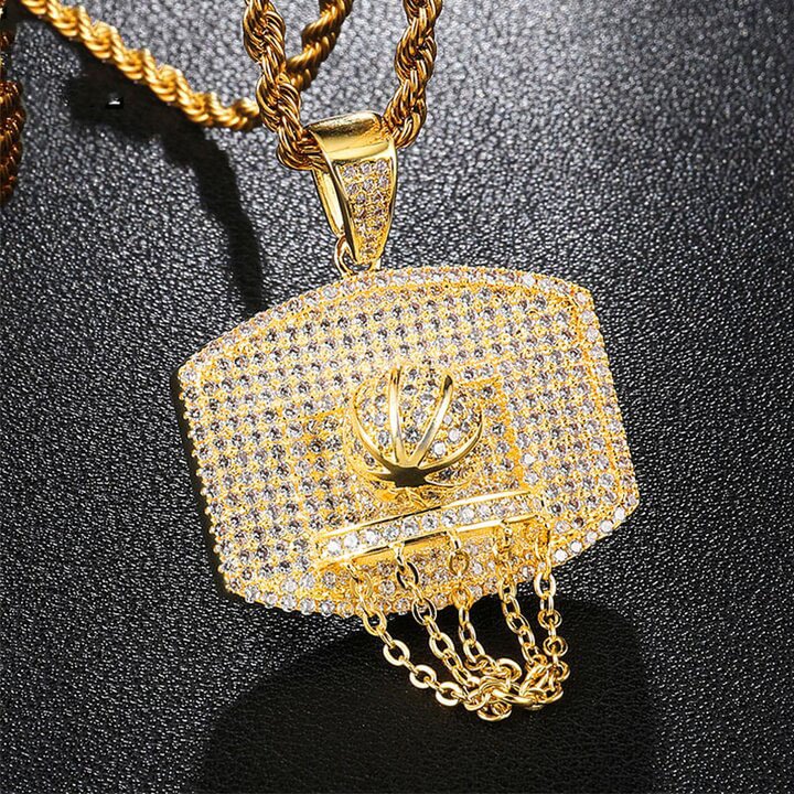 Iced Out Basketball Frame Zircon Pendants & Necklaces
