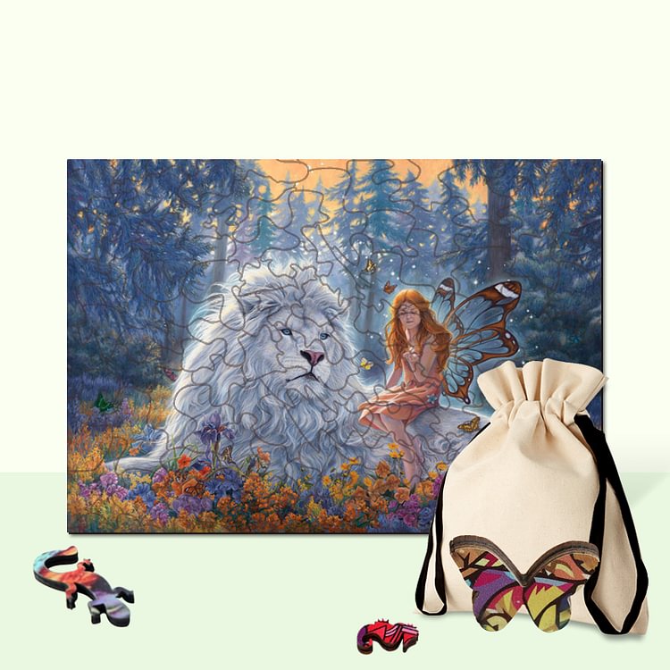 White Lion Wooden Jigsaw Puzzle
