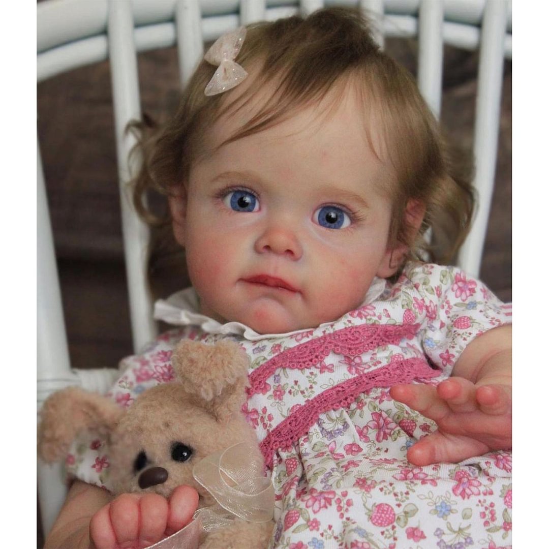 Reborn Toddler Girl Angie 17" Real Lifelike Soft Weighted Body Silicone Reborn Doll Set,with Bottle and Pacifier