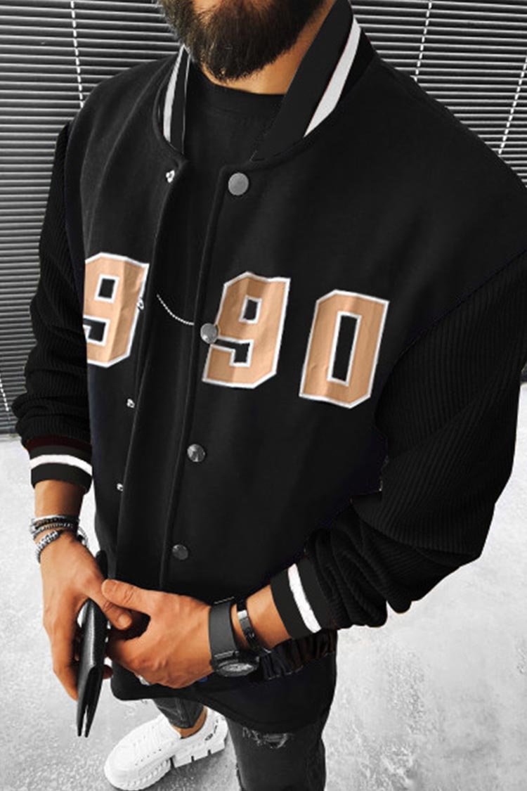 BrosWear Punk Digital Pattern Baseball Jersey Jacket